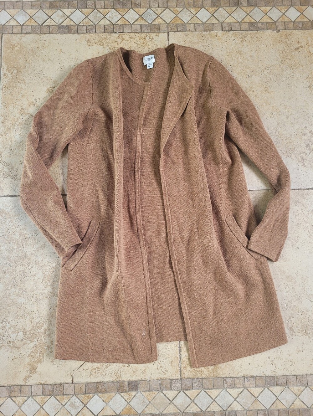 J. Crew Open-Front Cardigan in Camel Brown